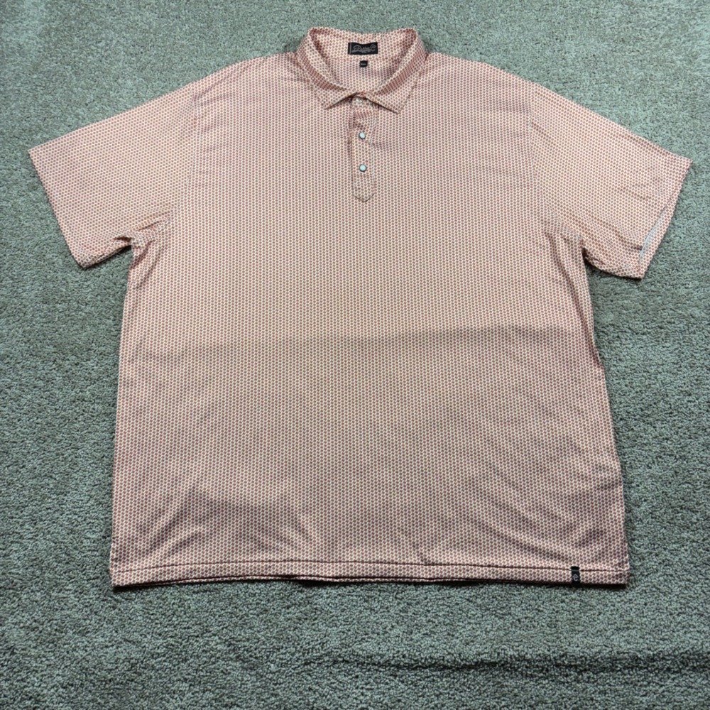 Rafter C Mens XXXL Orange White Texas State Print Performance Snap Polo Shirt